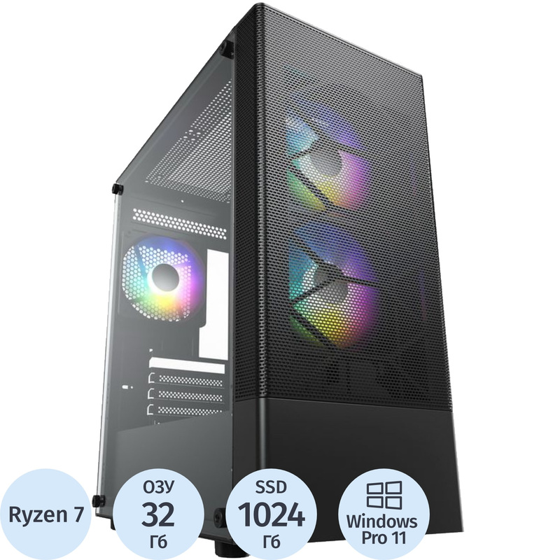 Изображение товара Уценка. Системный блок игровой BigTech 7NG Ryzen 7 7700/DDR5 32 ГБ/SSD 1024 ГБ/Windows 11 Pro