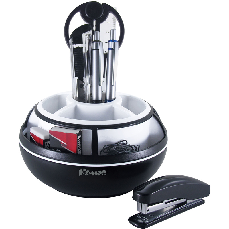 Изображение товара Канцелярский набор Комус 10 предметов черно-белый с вращающейся основой