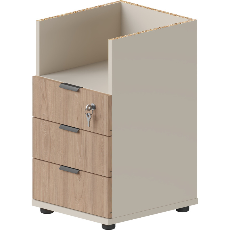 Изображение товара Тумба приставная Комус Мебель Easy One с замком 3 ящика Россия