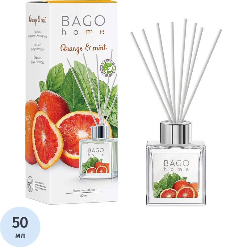 Изображение товара Аромадиффузор Bago home Апельсин с мятой 50 мл для домашних ароматов