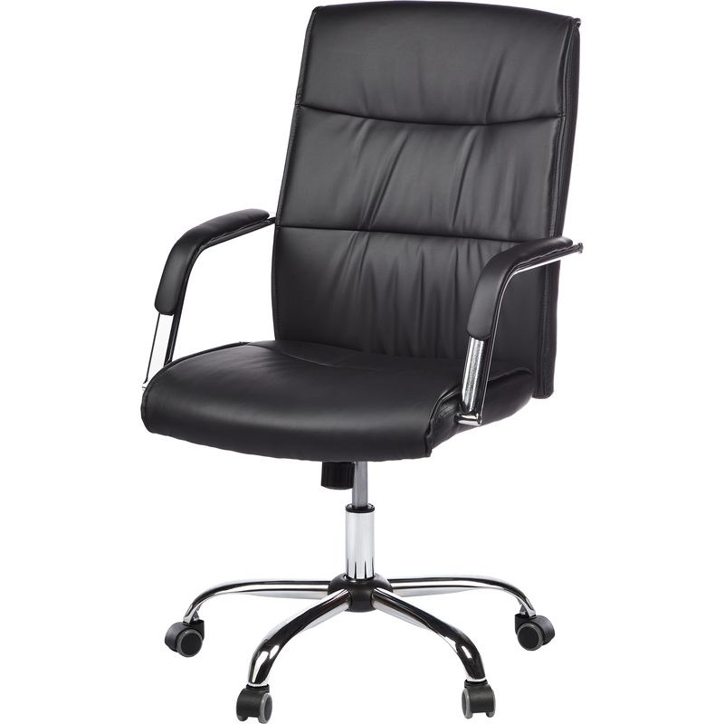 Кресло для руководителя Комус Мебель (Easy Chair) 509 чёрное (экокожа,  металл хромированный)