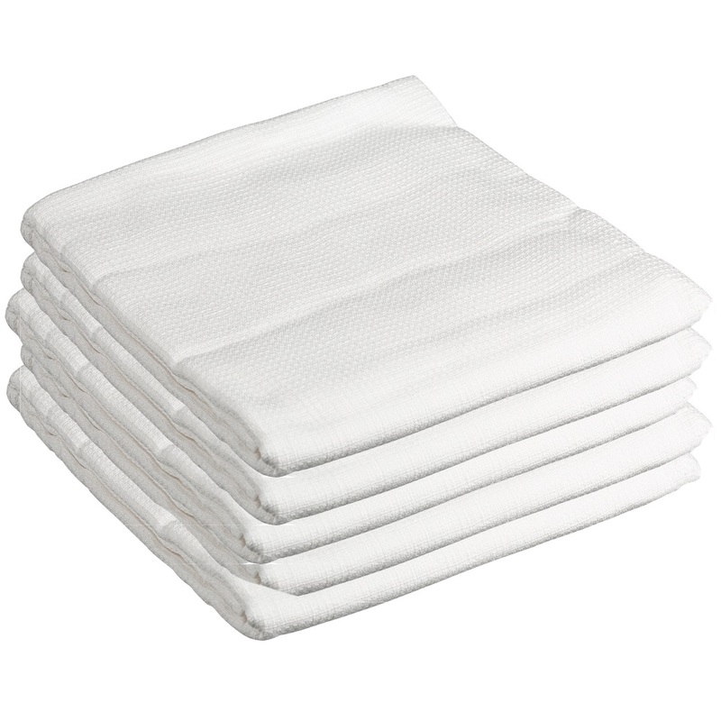 Изображение товара Полотенце вафельное 45x75 см 160 г/м2 белое 5 шт в упаковке