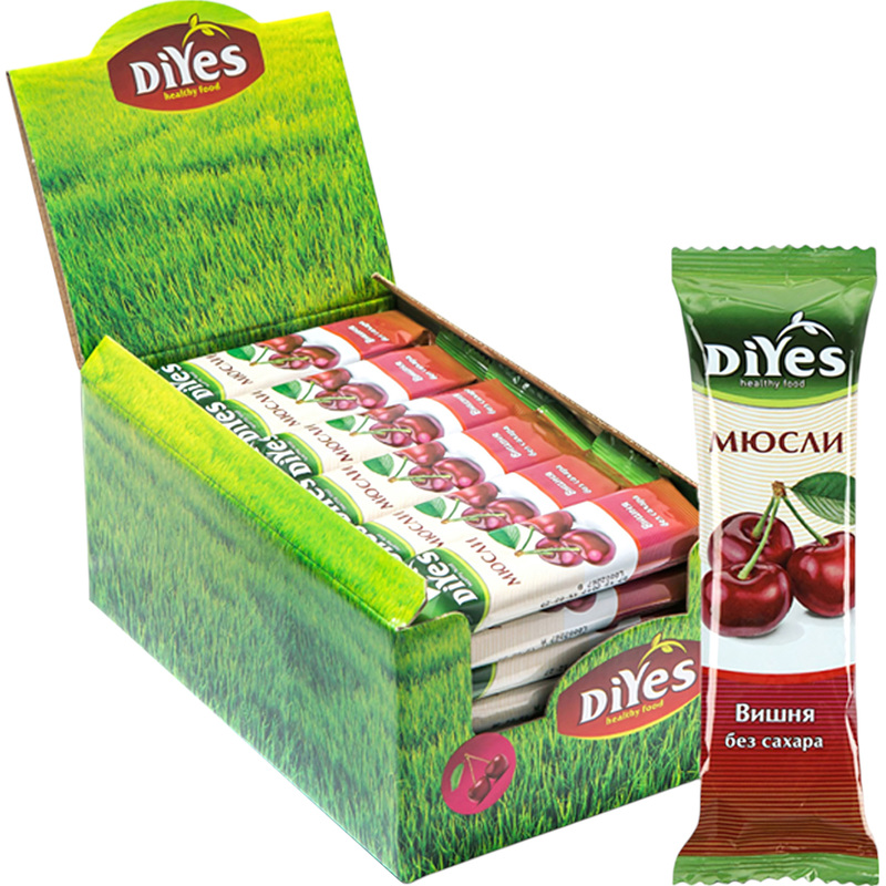 Изображение товара Батончик мюсли DiYes Вишня без сахара 25 г 36 шт полезный перекус