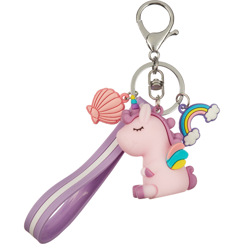 Изображение товара Брелок Единорог сиреневый 7x5 см с радугой и карабином