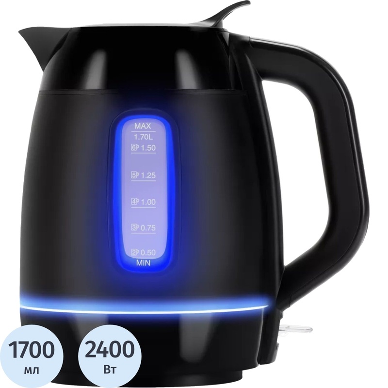 Изображение товара Чайник электрический Polaris PWK 0723DDW чёрный