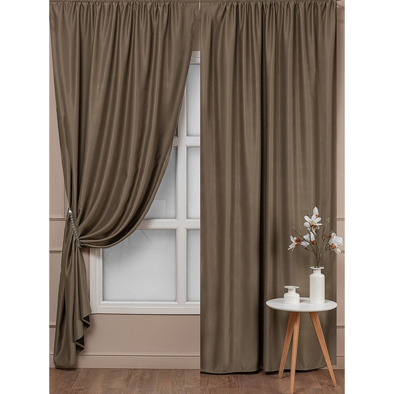 Изображение товара Комплект штор Amore Mio Блэкаут Milan-043 2 портьеры 150x270 см коричневый