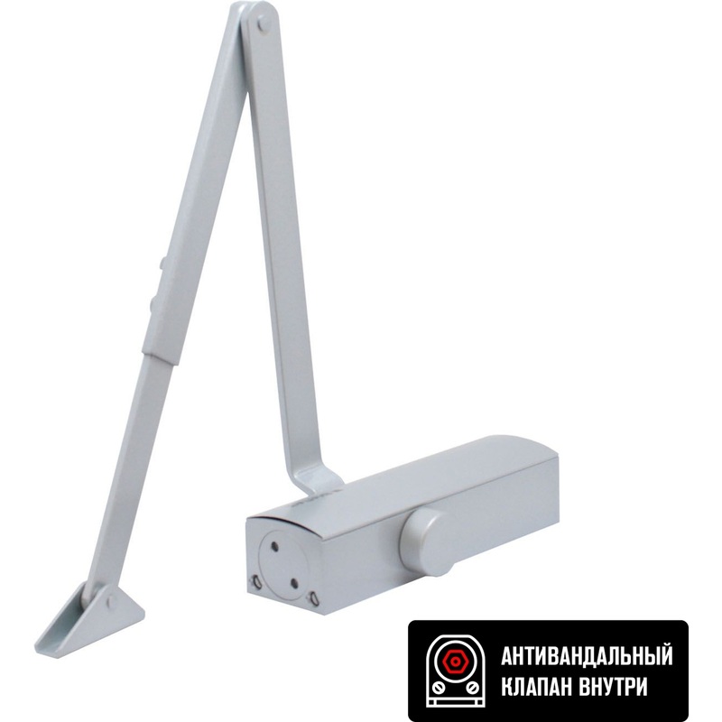 Изображение товара Доводчик дверной Булат 15008 до 90 кг серебро для автоматического закрывания дверей