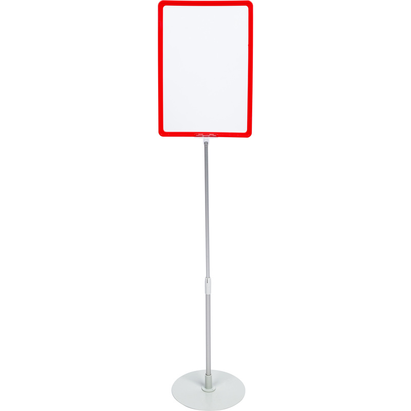 Изображение товара Напольная раздвижная стойка А4 красная регулируемая металлическая