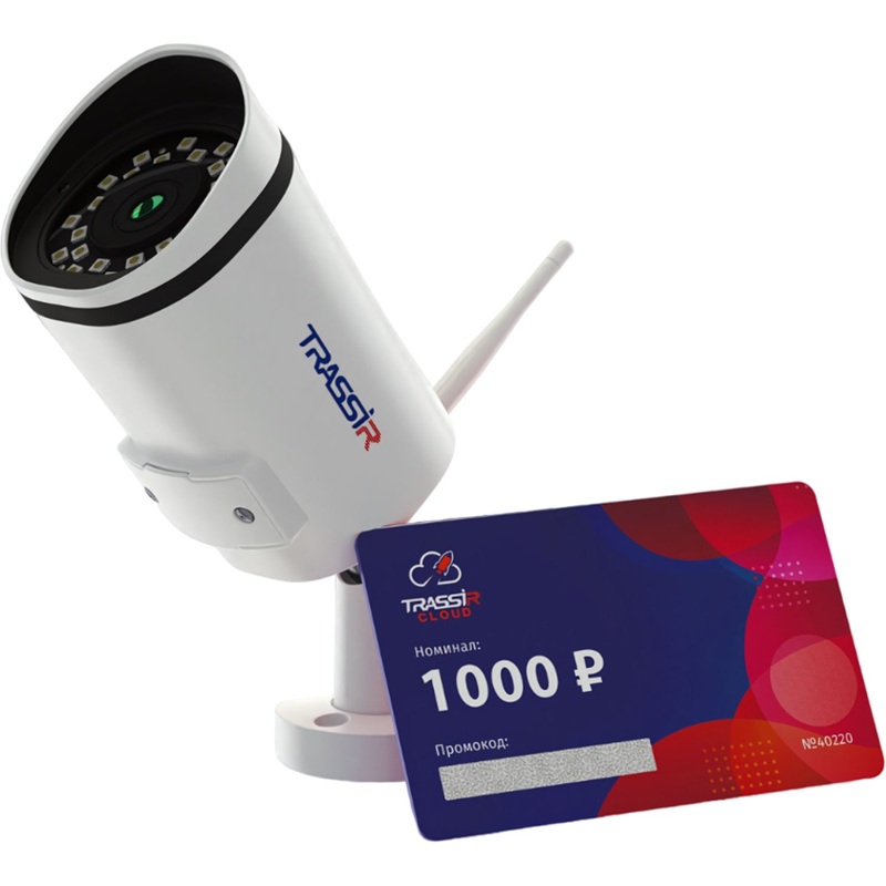 Изображение товара Комплект видеонаблюдения TRASSIRCloudOutdoor2(TR-D2121IR3Wv3 2.8мм+6месзап)