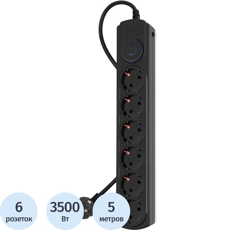 Изображение товара Сетевой фильтр Ippon BK-6-EU-5-16-B 6 розеток 5 м (1804850)