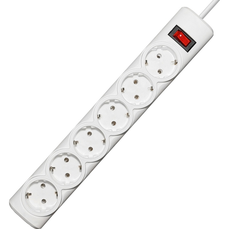 Изображение товара Сетевой фильтр Progix PG644 6 розеток 10 метров с заземлением и выключателем белый