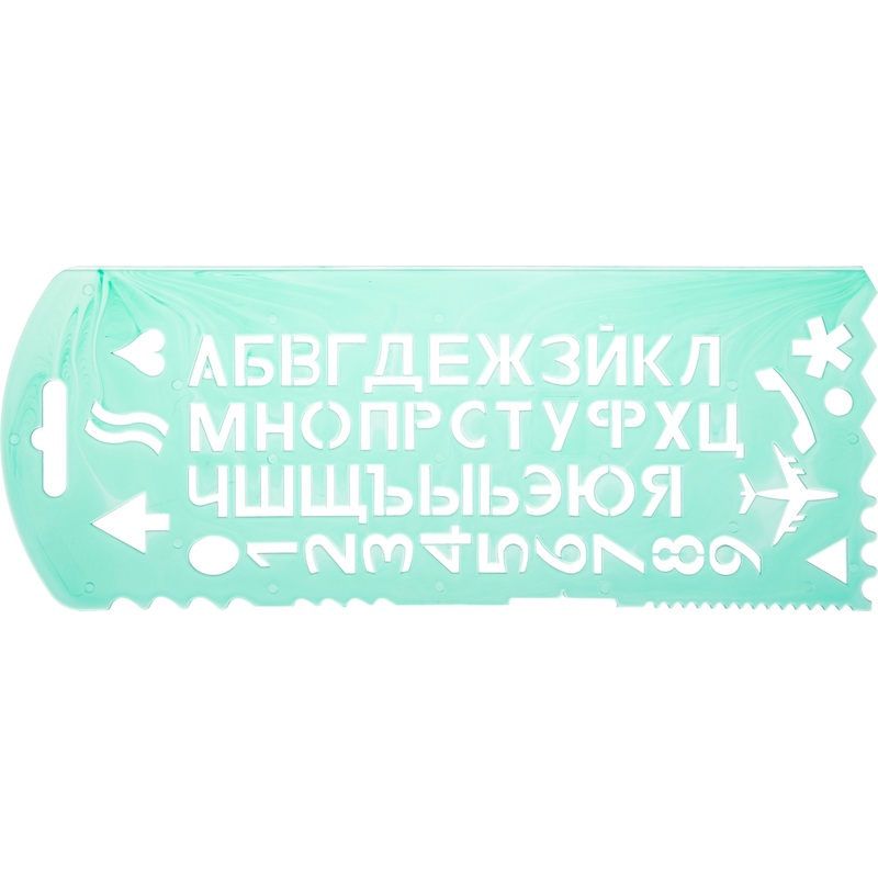 Изображение товара Пластиковый трафарет букв и цифр Стамм ТТ31 зелёный для обучения детей