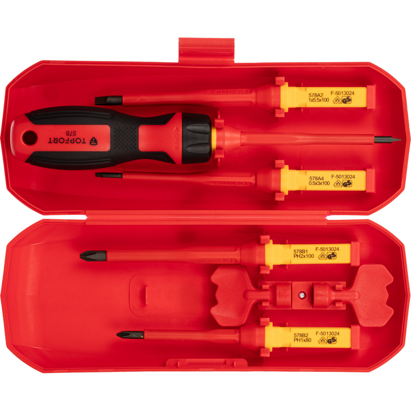 Изображение товара Набор диэлектрических отверток TOPFORT 8 шт для электромонтажа
