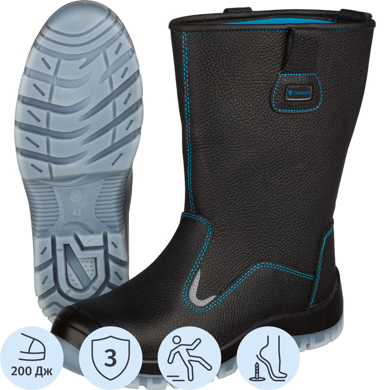Изображение товара Рабочие сапоги TOPFORT 5 МПП из натуральной кожи металлический подносок черные размер 45