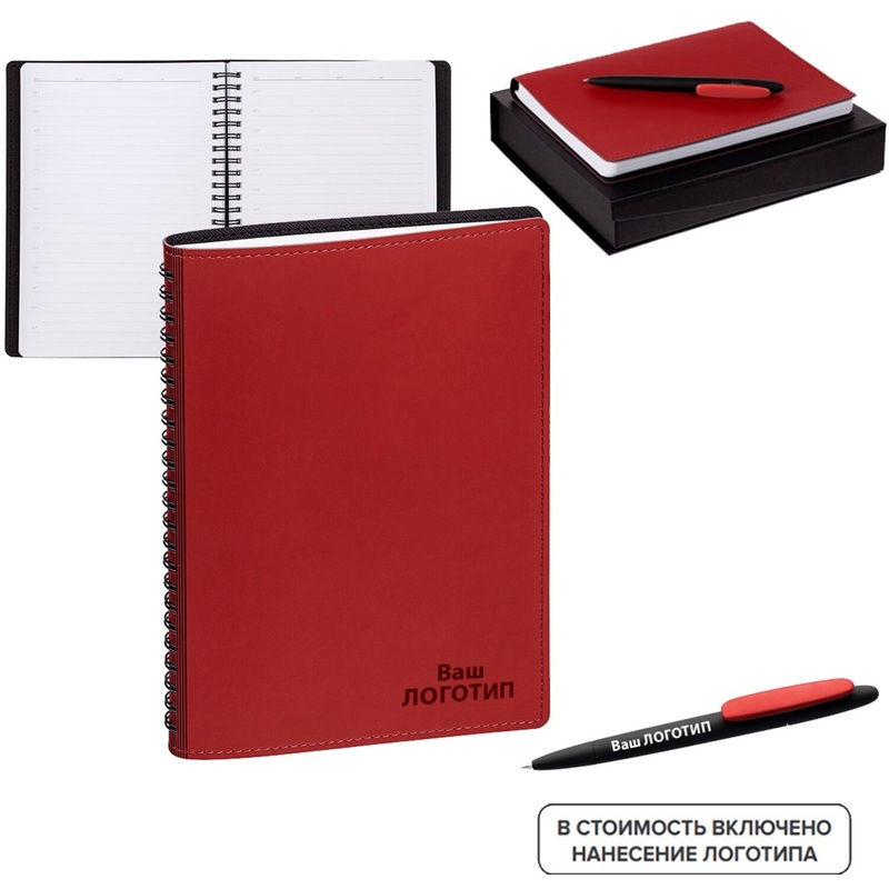 Изображение товара Набор Spring Shall с индивидуальной гравировкой на ручке и блокноте 10 штук в упаковке