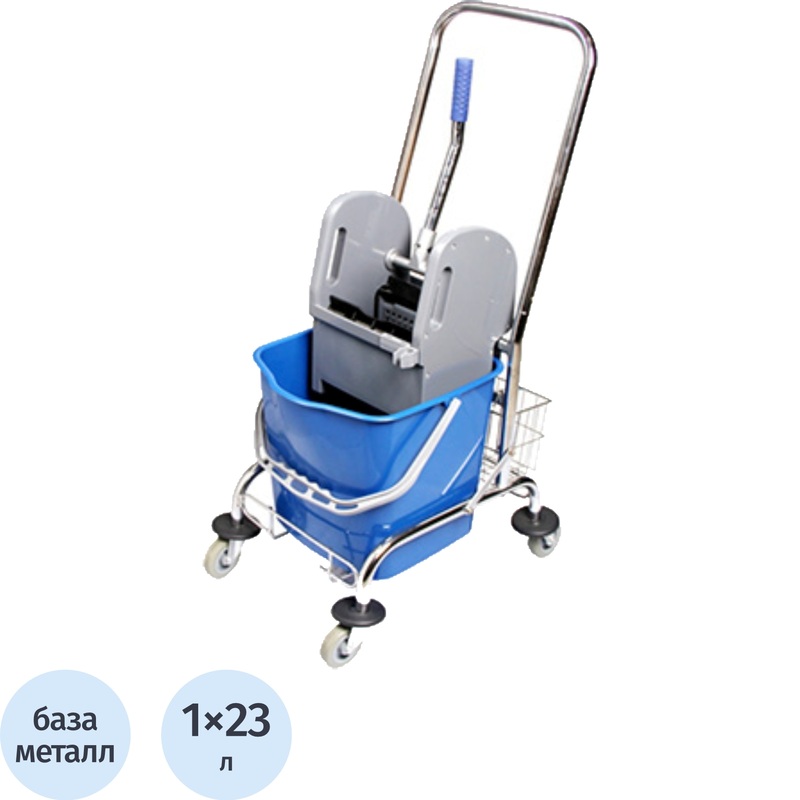 Изображение товара Тележка уборочная одноведёрная 1x23 л с отжимом H0109