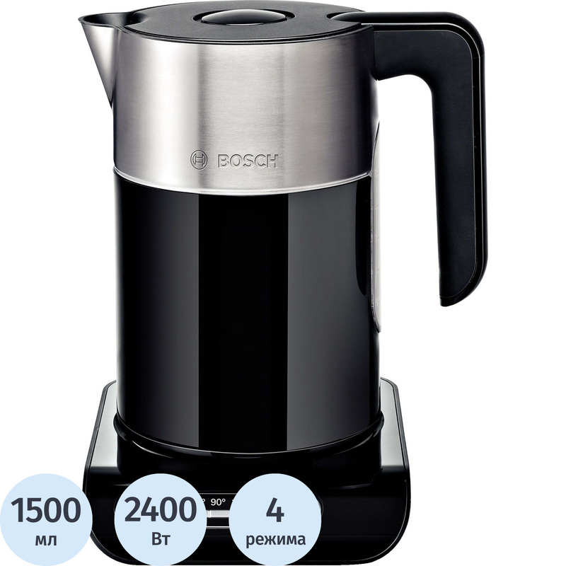 Изображение товара Чайник электрический Bosch TWK8613P чёрный с терморегулятором