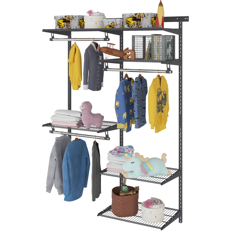 Изображение товара Комплект гардеробной системы Практик Home Optima G120 графит 6 полок