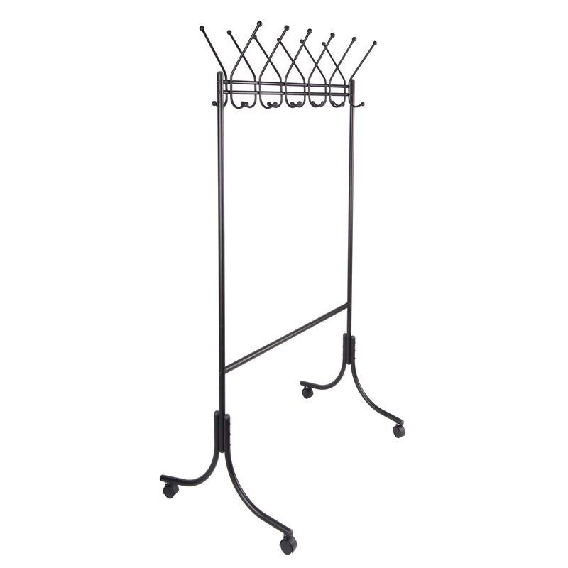 Изображение товара Гардеробная вешалка КР-11М на колесах 12 крючков черная металлическая