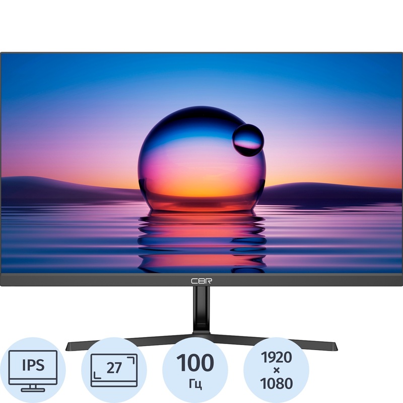 Изображение товара Монитор 27" CBR Q27F100 чёрный с IPS матрицей и Full HD разрешением