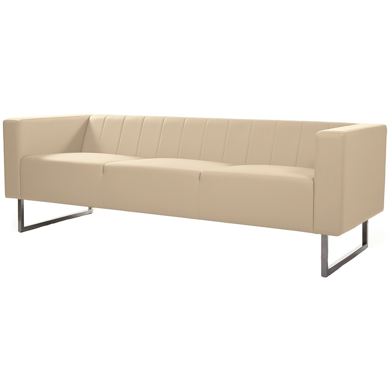 Изображение товара Трехместный диван Вента бежевый из искусственной кожи мебель для гостиной