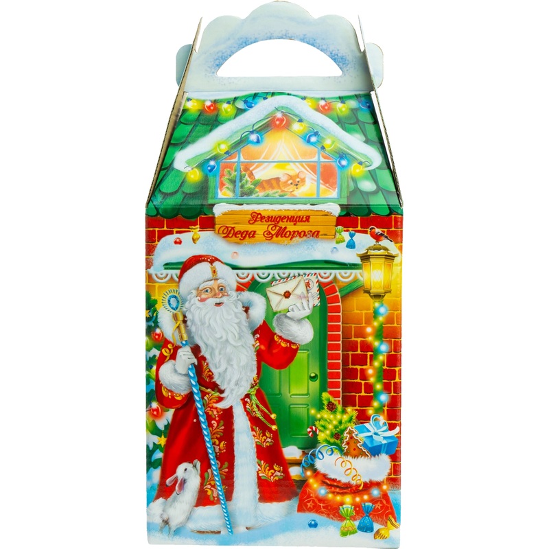 Изображение товара Новогодний сладкий подарок РОКО Резиденция праздника 1200 г яркий набор конфет печенья и карамели