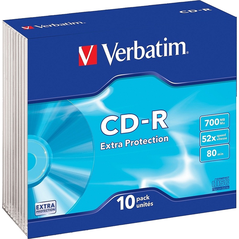 Изображение товара Диск CD-R Verbatim Extra Protection 700 МБ 52x slim box 43415 (10 шт)