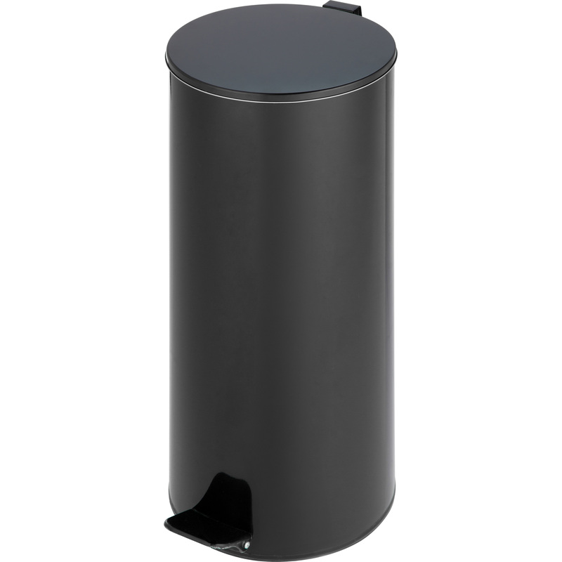 Изображение товара Ведро мусорное 30 л нержавеющая сталь с педалью и крышкой черное