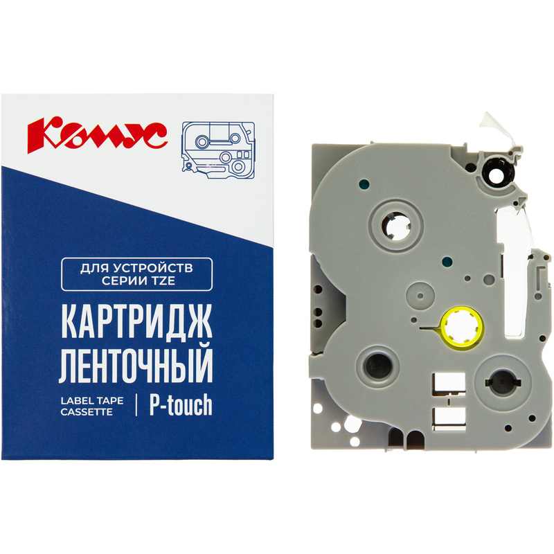 Изображение товара Картридж Комус TZE-211 для принтера этикеток Brother белый черный