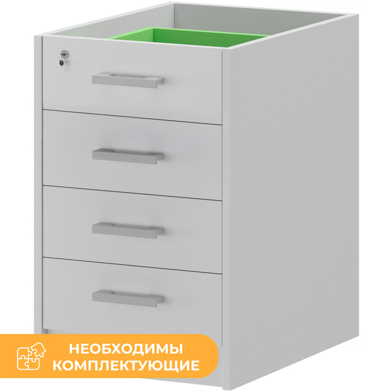 Изображение товара Тумба приставная Арго АТ2-07 с замком белая 4 ящика