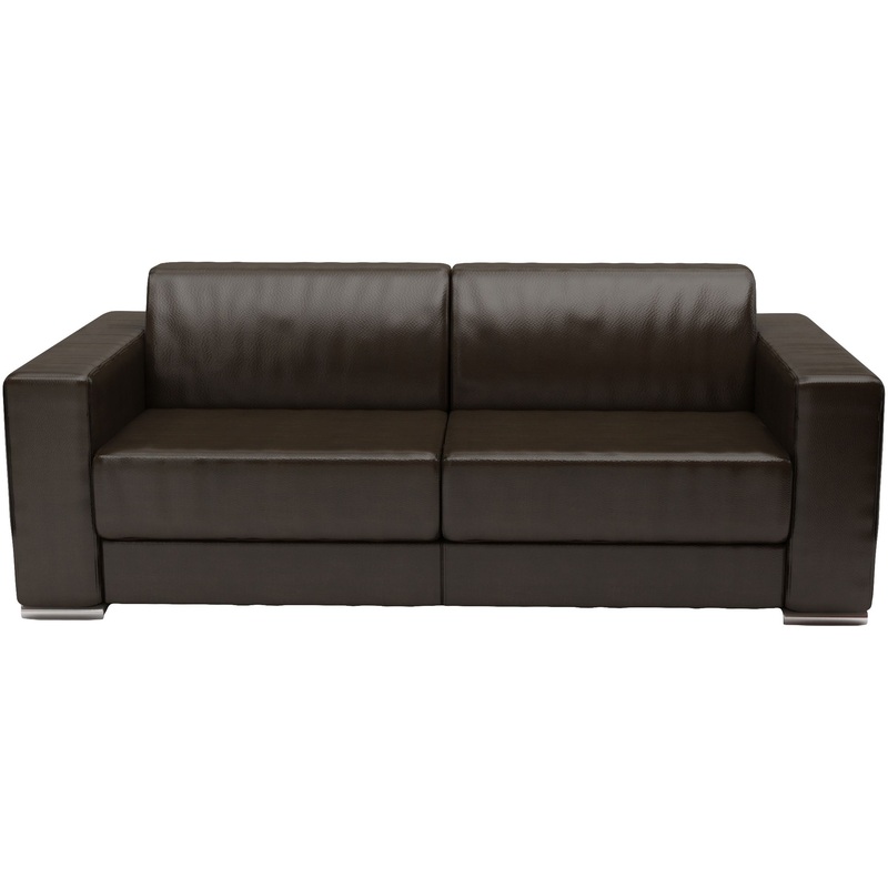 Изображение товара Трехместный диван Энрико из глянцевой экокожи коричневого цвета