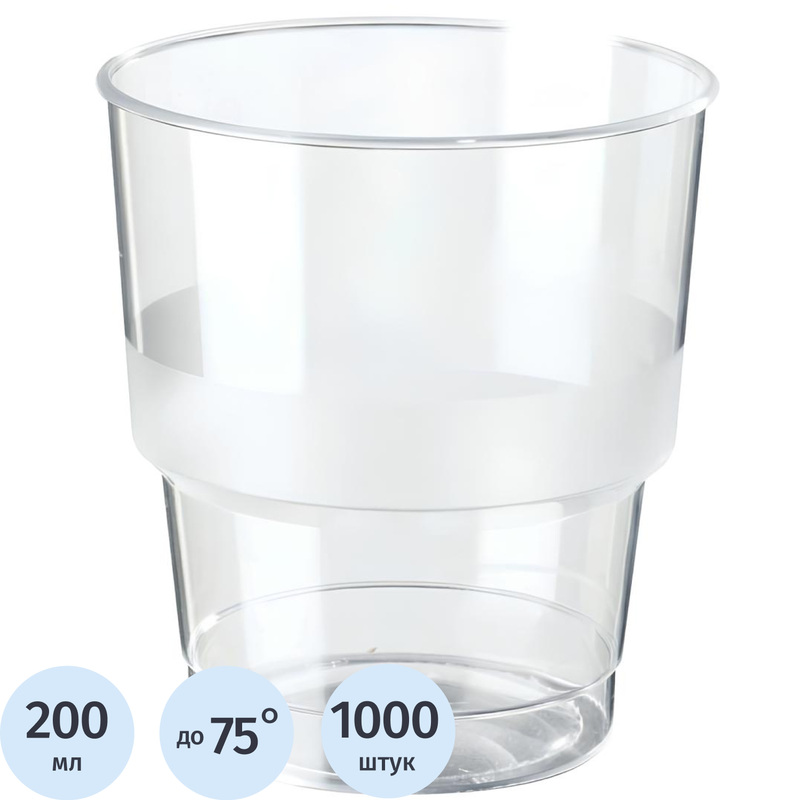 Изображение товара Стакан одноразовый пластиковый Аэроснаб Кристалл 200/230 мл прозрачная (650 штук в упаковке)