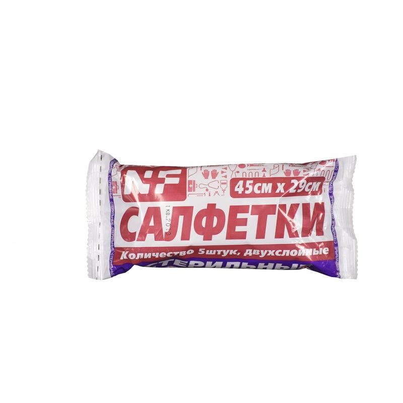 Изображение товара Салфетки марлевые стерильные Ньюфарм 45x29 см 2-слойные 32 г/кв.м (5 шт.)