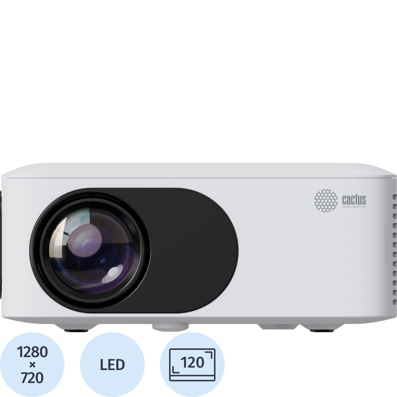 Изображение товара Проектор Cactus CS-PRE.08WT WXGA портативный домашний кинотеатр и офисный проекционный аппарат
