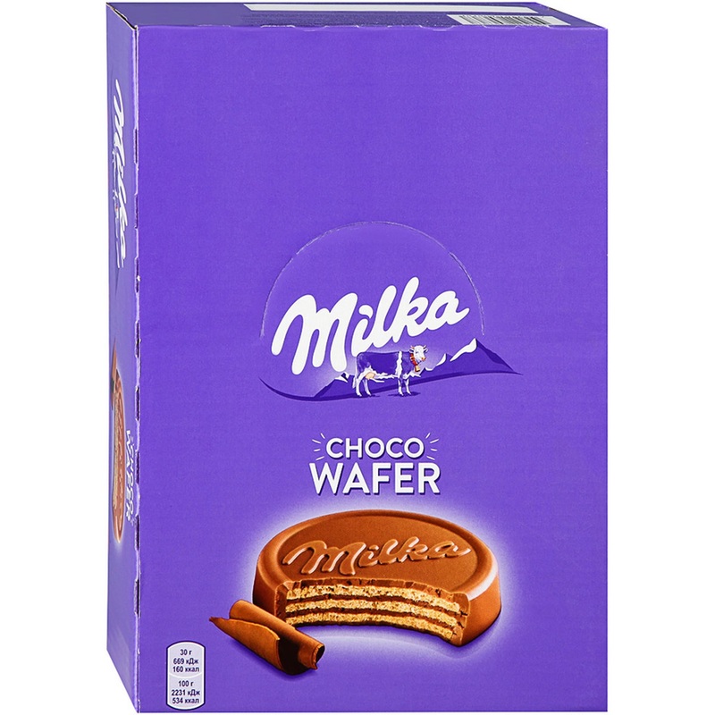 Изображение товара Вафли Milka с какао покрытые молочным шоколадом 30 г (30 штук в упаковке)
