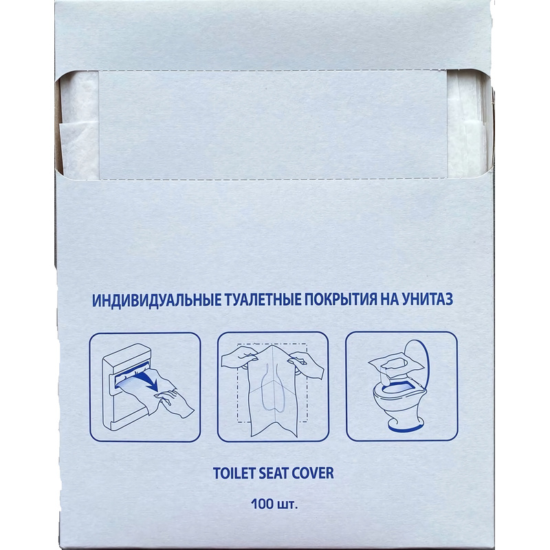 Изображение товара Одноразовые покрытия на унитаз 1/4 сложения 100 штук белые