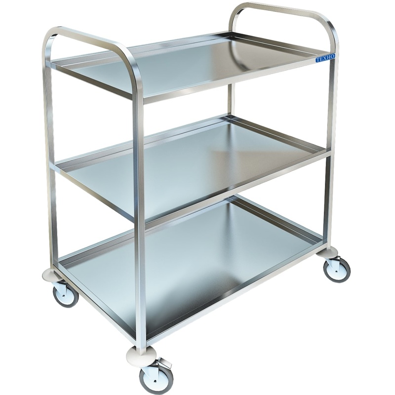 Изображение товара Тележка сервировочная ТП-230 трехярусная из нержавеющей стали серого цвета