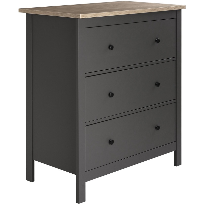 Изображение товара Комод Сага ясень серый 920х510х1007 мм 3 ящика стиль Прованс