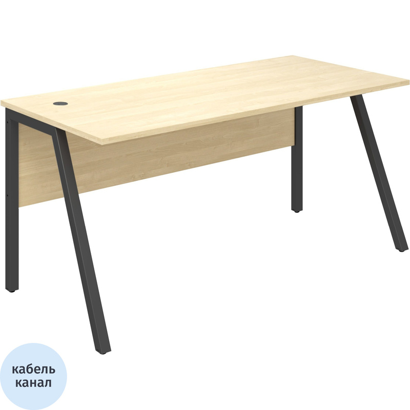 Изображение товара Стол прямой Рондо берёза антрацит 1580x750x750 мм офисный мебель