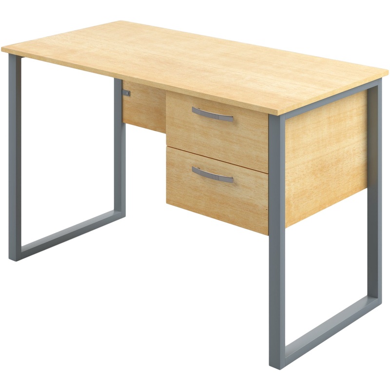 Изображение товара Стол учителя Комус с подвесной тумбой (клен/серый, 1200х600х760 мм)