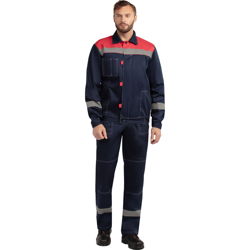 Изображение товара Костюм рабочий летний мужской л20-КПК с СОП синий/красный 52-54