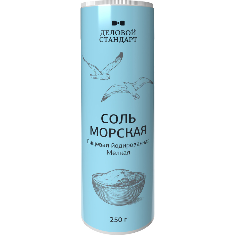 Изображение товара Морская йодированная соль Деловой Стандарт 250 г натуральная мельчая