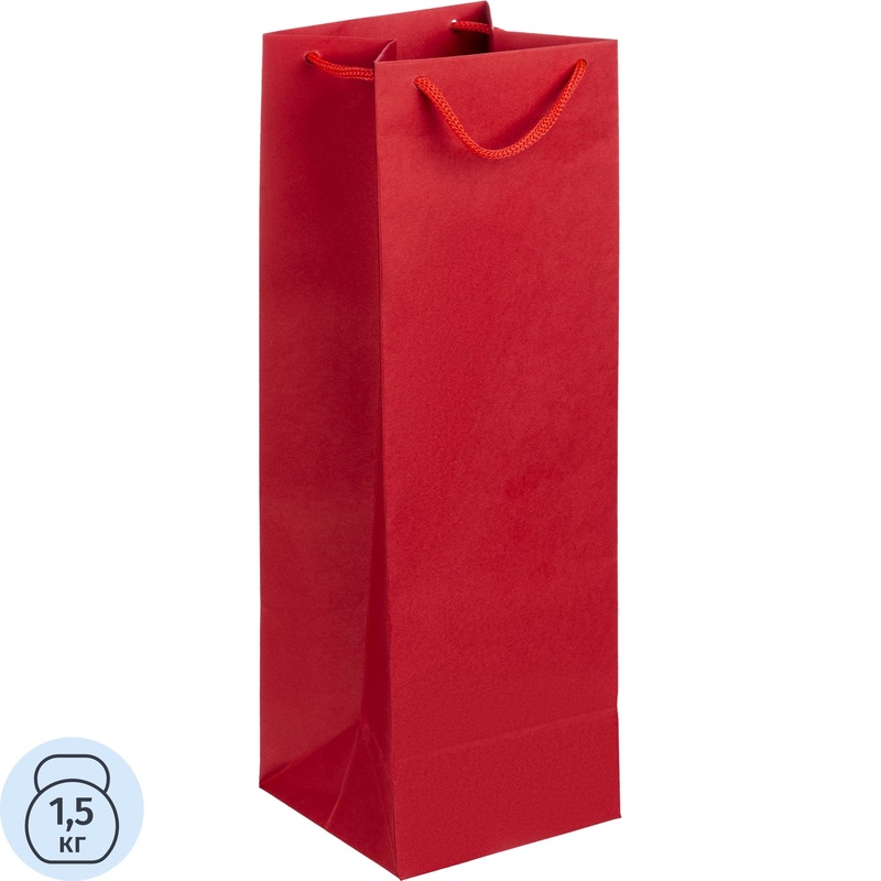 Изображение товара Подарочный пакет под бутылку Vindemia красный 38x12x11.2 см для торжественных подарков