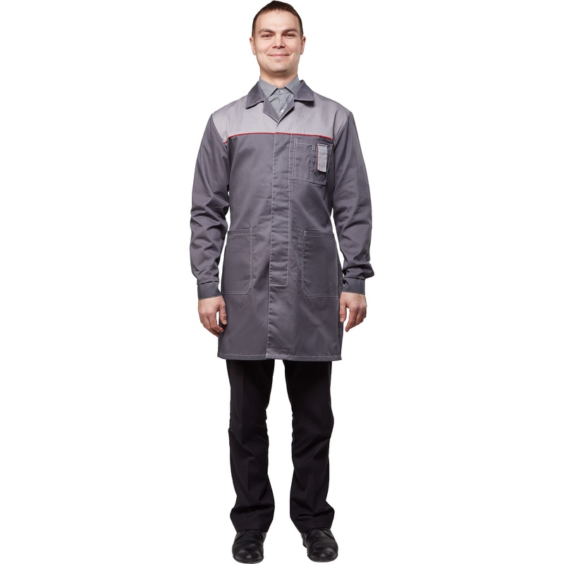 Изображение товара Халат рабочий у19-ХЛ мужской темно-серый/светло-серый размер 44-46