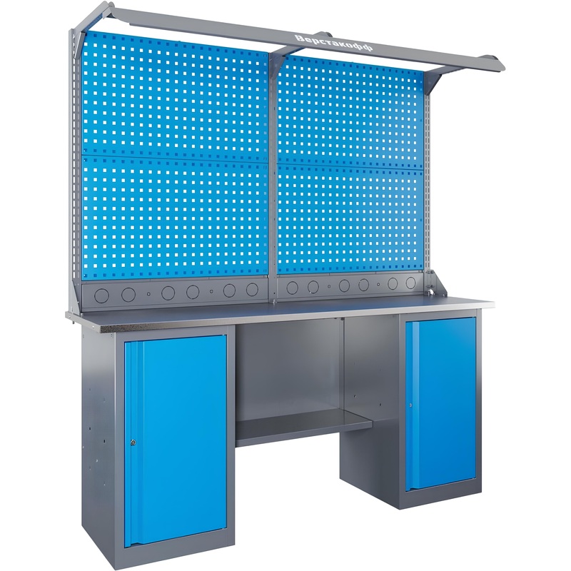 Изображение товара Верстак слесарный Верстакофф SLF 181.77.2-2FR (серый/синий, 1800х500х1800 мм)