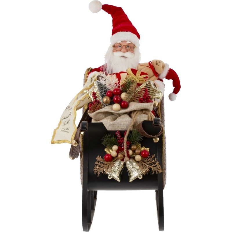 Изображение товара Фигурка новогодняя Дед Мороз на санях (высота 42 см)