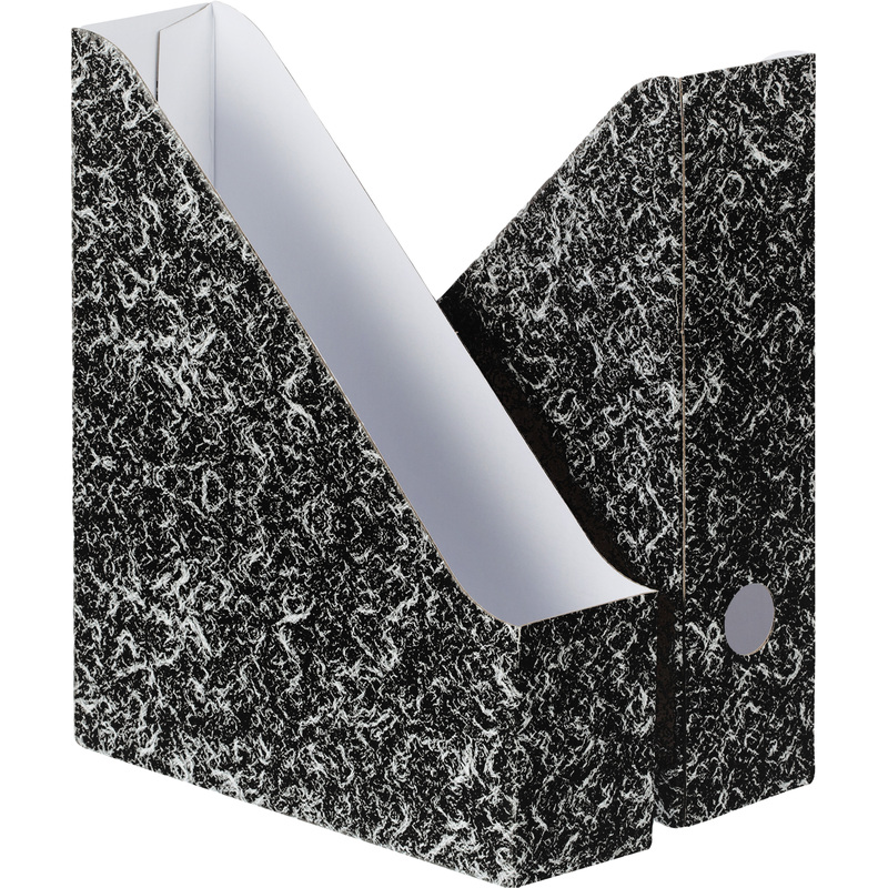 Изображение товара Лоток вертикальный для бумаг 75 мм Attache Economy Мрамор картонный черный (2 штуки в упаковке)