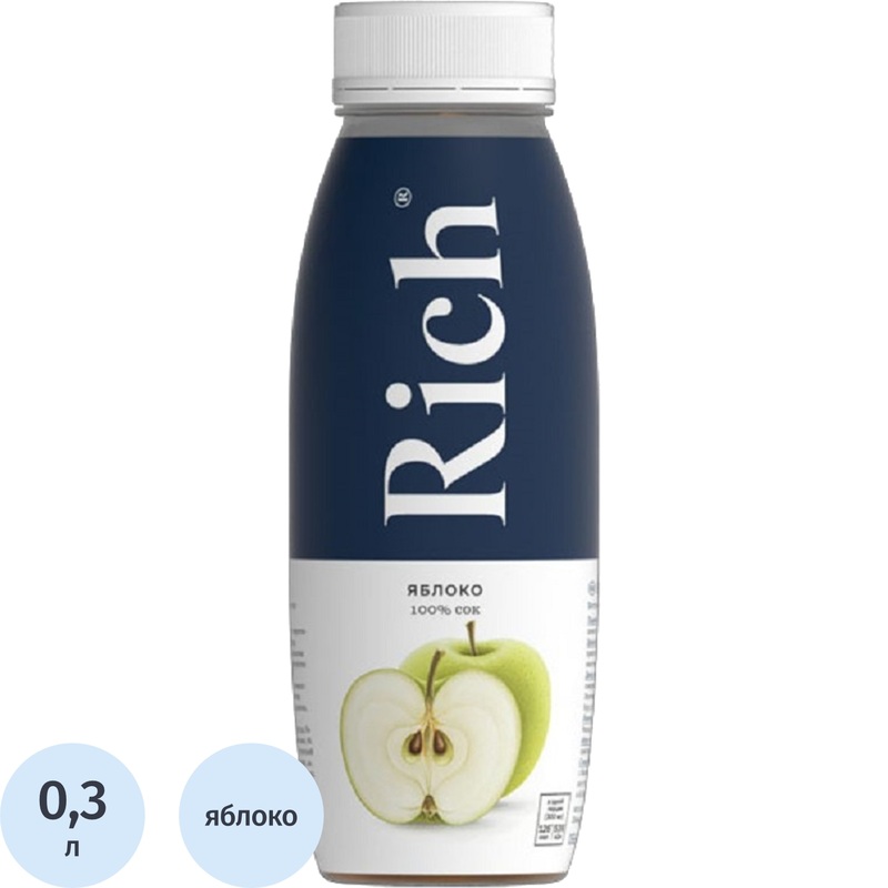Изображение товара Сок Rich яблоко 0. 3 л - натуральный фруктовый напиток с насыщенным вкусом