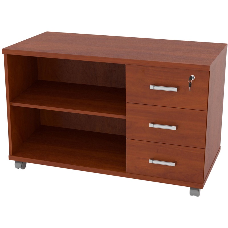 Изображение товара Тумба подкатная Комус Мебель Сатурн-Д с замком 3 ящика яблоня