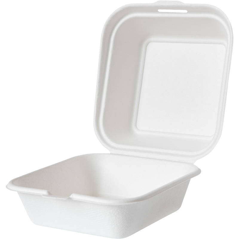 Изображение товара Ланч-бокс одноразовый из сахарного тростника 155х152х78 мм белый 50 штук